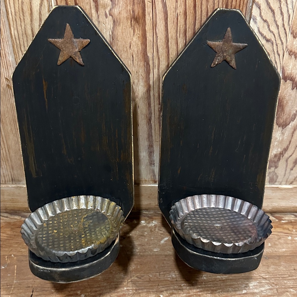 Rustic Black Wall Candle Holders